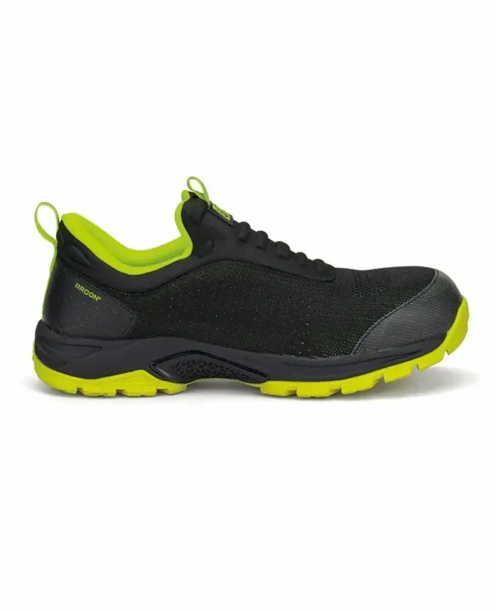 Pantofi de protecție cu bombeu compozit și lamelă din Kevlar, din textil, Ardon NEON S1PL, CI ESD FO HI HRO S1PL SR, culoarea negru