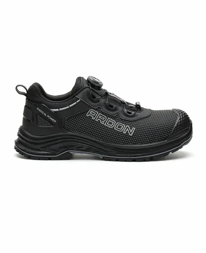Pantofi de protecție cu bombeu din fibră de sticlă și lamelă antiperforație din Kevlar, din textil, Ardon BRICK NEO S3S ESD CI FO HI HRO SR, culoarea negru
