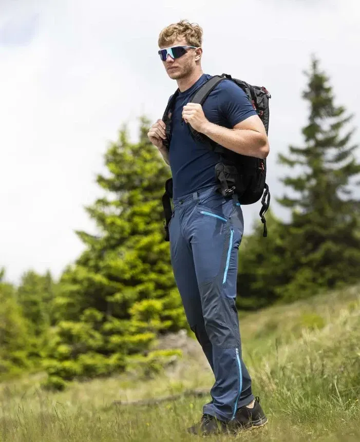 Pantaloni go, din elastan și nylon, 170 g/mp, cu elemente reflectorizante, Ardon ULTRITE, culoarea bleumarin