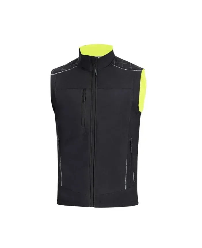 Vestă de lucru de iarna softshell, din poliester, cu elemente reflectorizante, căptușit, Ardon VISION, culoarea negru