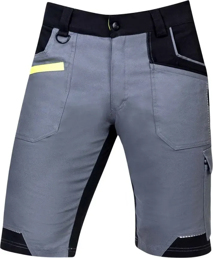 Pantaloni de lucru scurti, din bumbac și elastan, cu elemente reflectorizante, Ardon 4XSTRETCH, culoarea gri