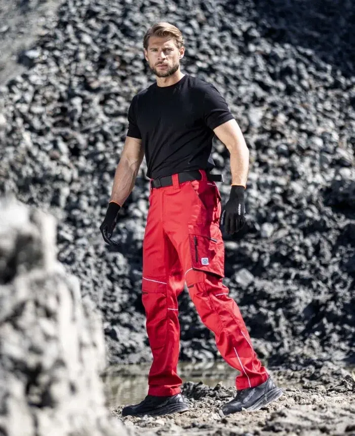 Pantaloni de lucru in talie, din bumbac și poliester, cu elemente reflectorizante, Ardon SUMMER, culoarea rosu