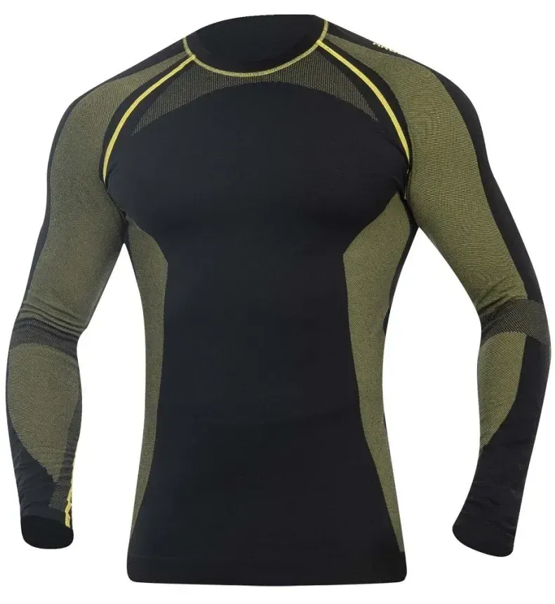 Tricou functional fara cusaturi cu maneca lunga, din nylon, poliester și spandex, Ardon AKREC, culoarea galben