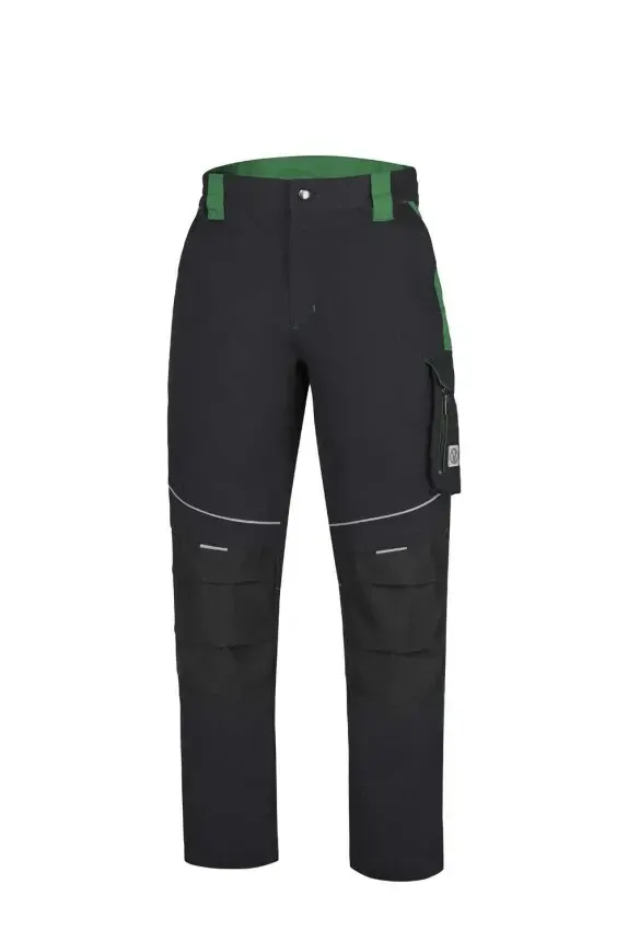 Pantaloni, din bumbac, poliester și textil, 270 g/mp, cu elemente reflectorizante, Ardon NEON, culoarea verde
