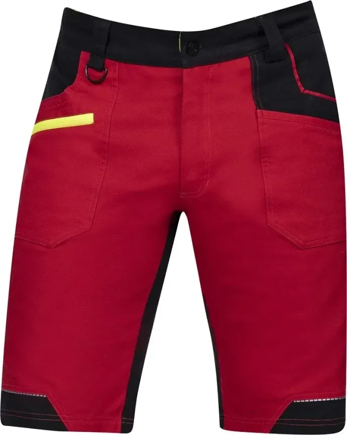 Pantaloni de lucru scurti, din bumbac și elastan, cu elemente reflectorizante, Ardon 4XSTRETCH, culoarea rosu