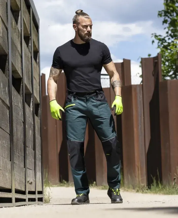 Pantaloni de lucru in talie, din bumbac și elastan, cu elemente reflectorizante, Ardon 4XSTRETCH, culoarea verde