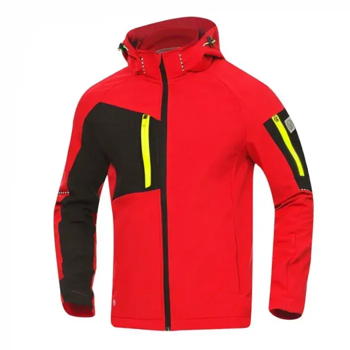 Jachetă softshell roșie glugă, din elastan și poliester, cu elemente reflectorizante, Ardon CITYCONIC, culoarea alb