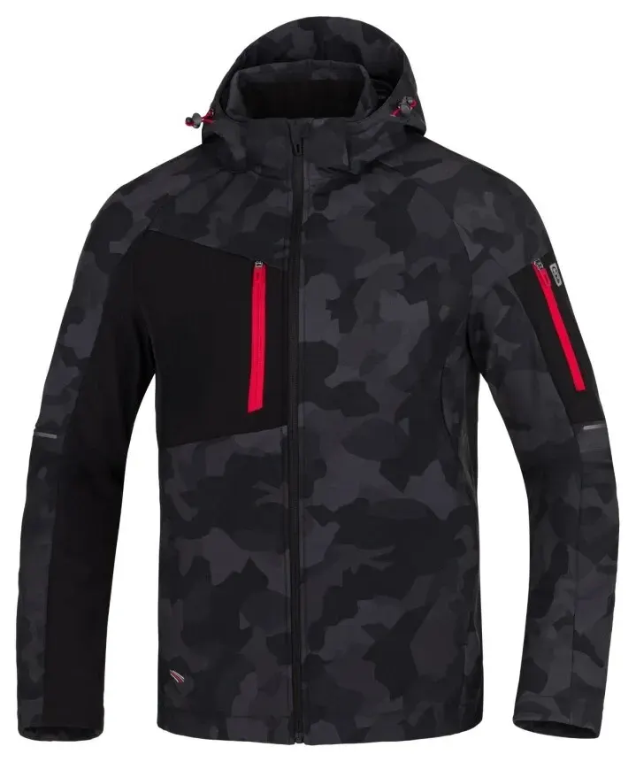Geacă softshell CREATRON, poliester și elastan, 300 g/mp, cu elemente reflectorizante, Ardon CAMO, culoarea negru
