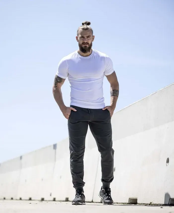 Pantaloni sport pentru bărbați, din bumbac și poliester, Ardon RIVARY, culoarea gri inchis