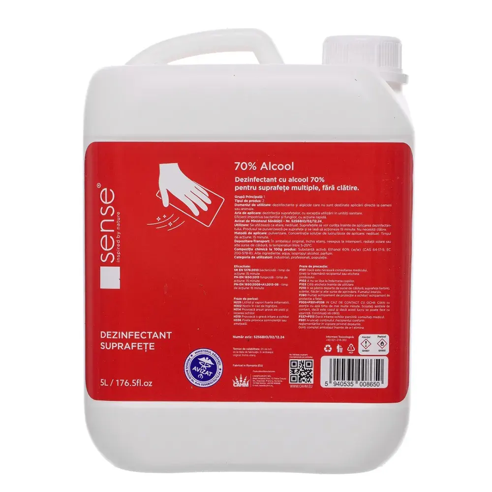 Dezinfectant pentru suprafete 70% alcool, Sense, art.1f89 - imagine 2