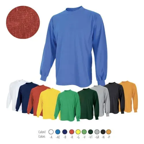 Tricou cu maneca lunga, la baza gatului, 90607, din bumbac, Renania, culoarea alb