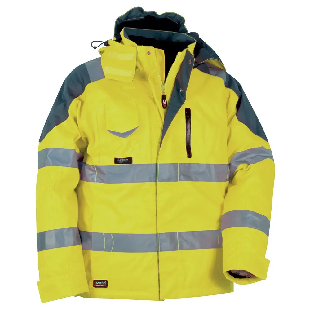 Jachetă impermeabila protectie inalta vizibilitate Rescue, din poliester și poliuretan, cu elemente reflectorizante, căptușit, Cofra, culoarea galben