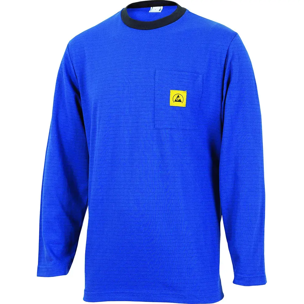 Tricou la baza gatului de lucru, din bumbac, carbon, fibra aramidica aluminizata, poliester și tricot, Renania ESD, culoarea albastru