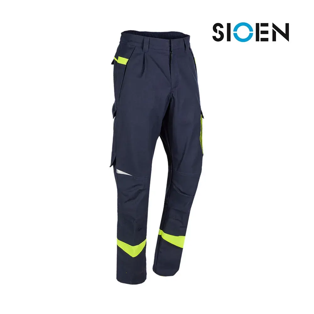 Pantaloni de protectie standard MULTINORM Barcus, din aramida, bumbac, fas, fibra aramidica aluminizata, poliester și sintetic, cu elemente reflectorizante, căptușit, SIOEN, culoarea albastru marin