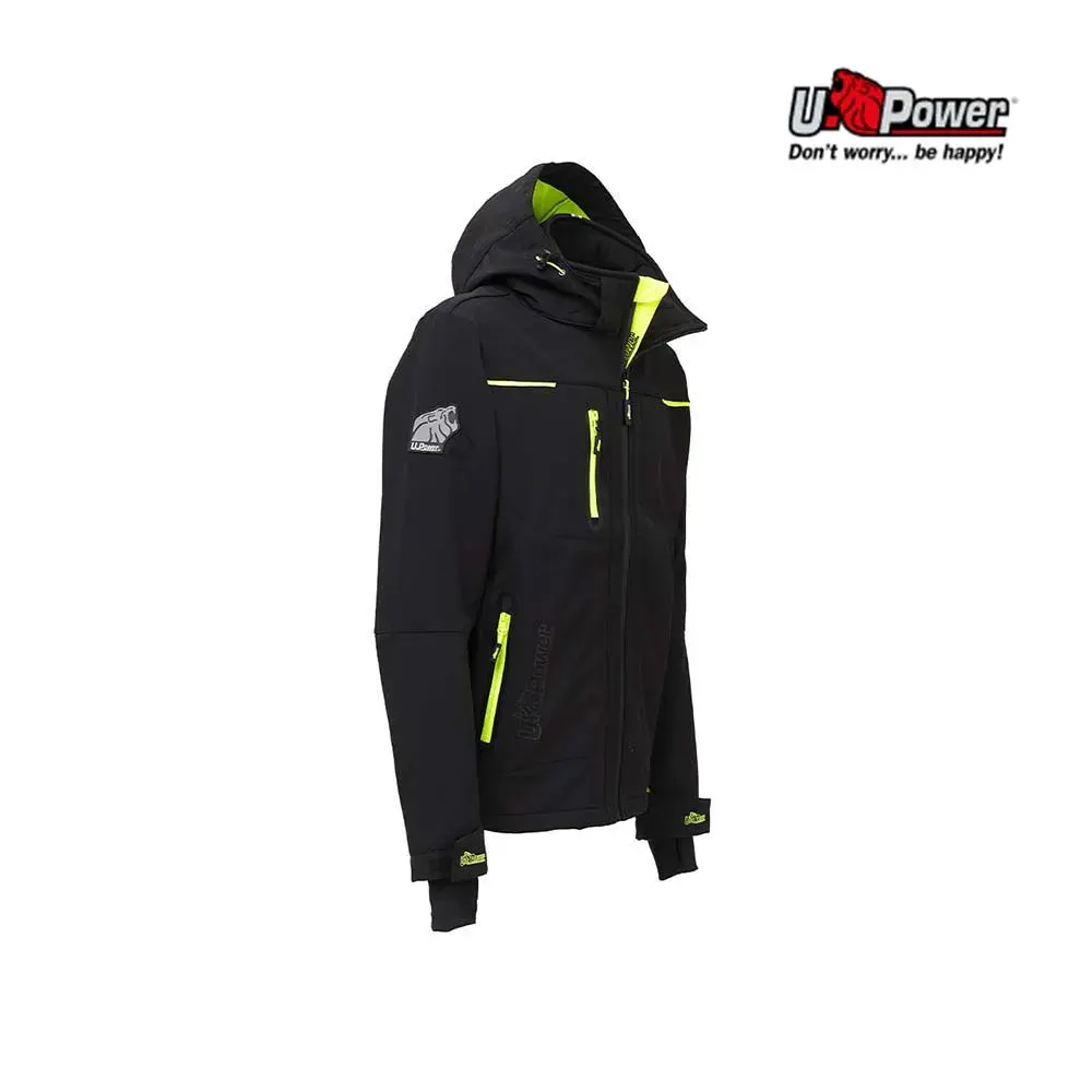 Jacheta de protectie riscuri minime Space, din microfibră, poliester, softshell și spandex, rezistente la apă, U-Power Jacheta Space, culoarea gri inchis