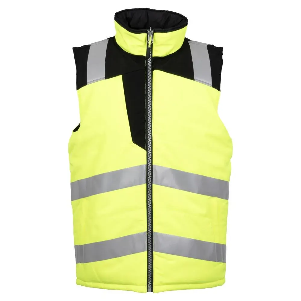 Vestă reversibila cu benzi reflectorizante protectie riscuri minime iarna New Reverso, din poliester și spandex, căptușit, Renania, culoarea negru
