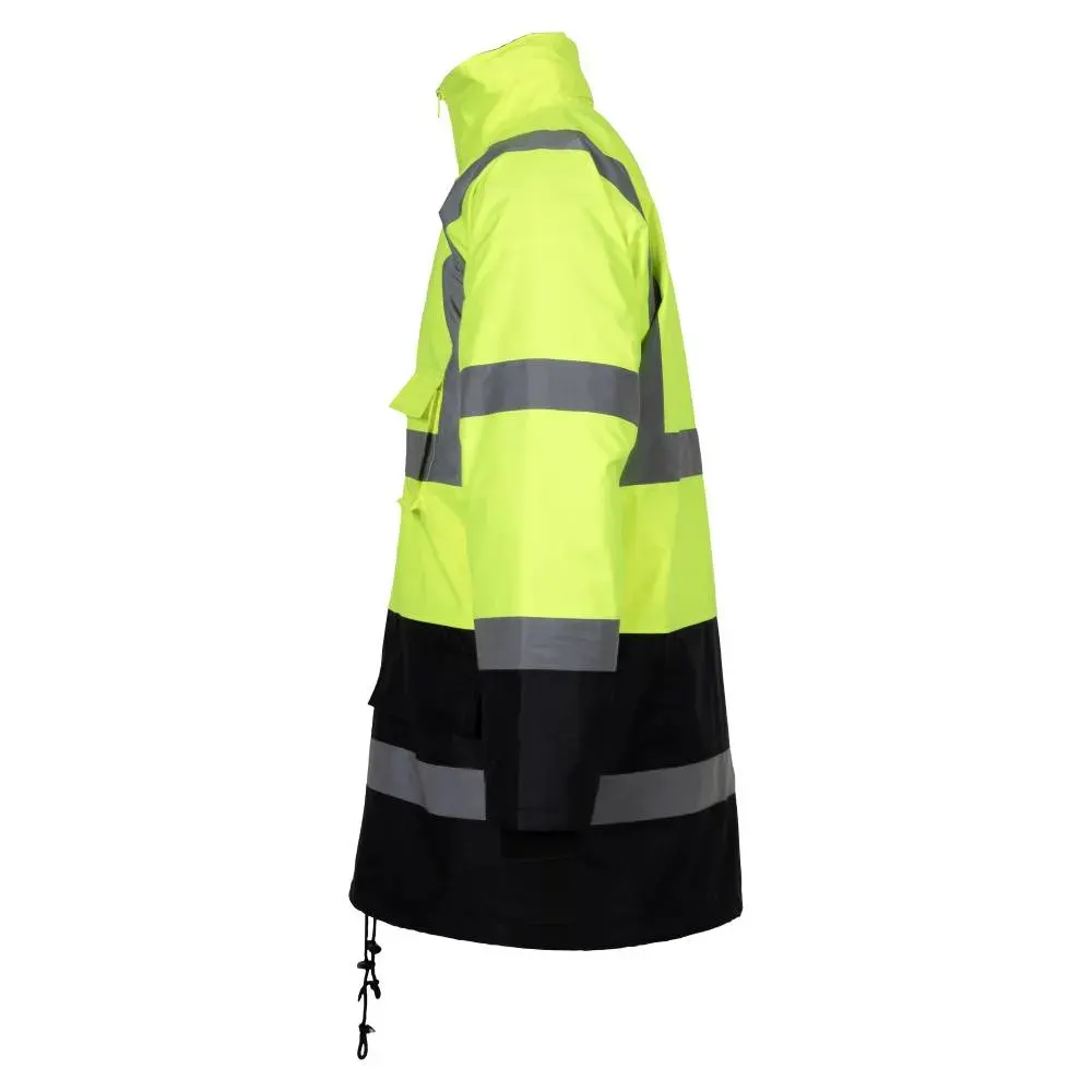 Jachetă PROTECTIE INALTA VIZIBILITATE 4 IN 1 SWEDEN NEXT HI-VIS, din poliester, poliester oxford și poliuretan, cu elemente reflectorizante, căptușit, Renania, culoarea galben