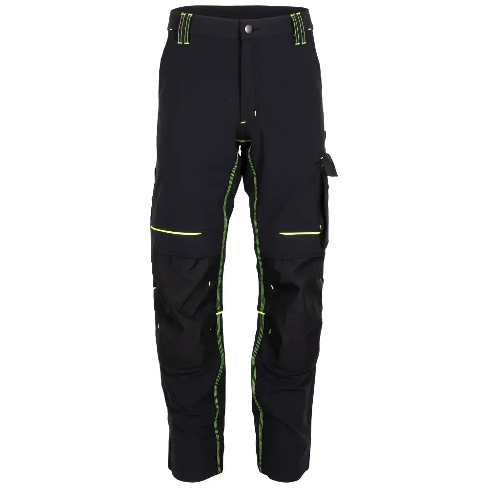 Pantaloni de protectie strech talie Rendura Sottile, din poliester și spandex, 245g/mp, cu elemente reflectorizante, Renania, culoarea negru