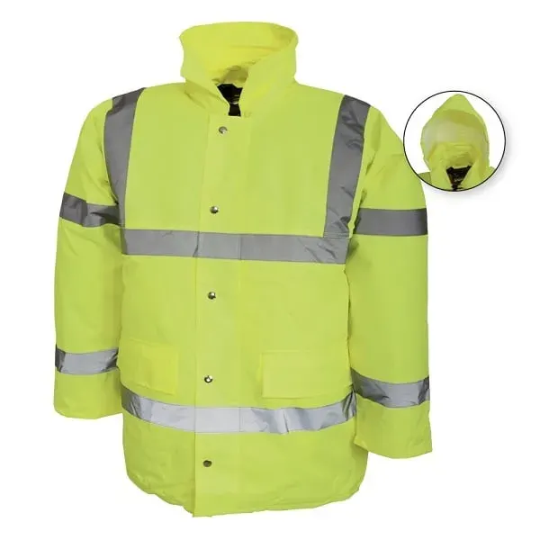 Jachetă de protectie inalta vizibilitate Bristol, din poliester și poliuretan, 220g/mp, Renania, culoarea galben