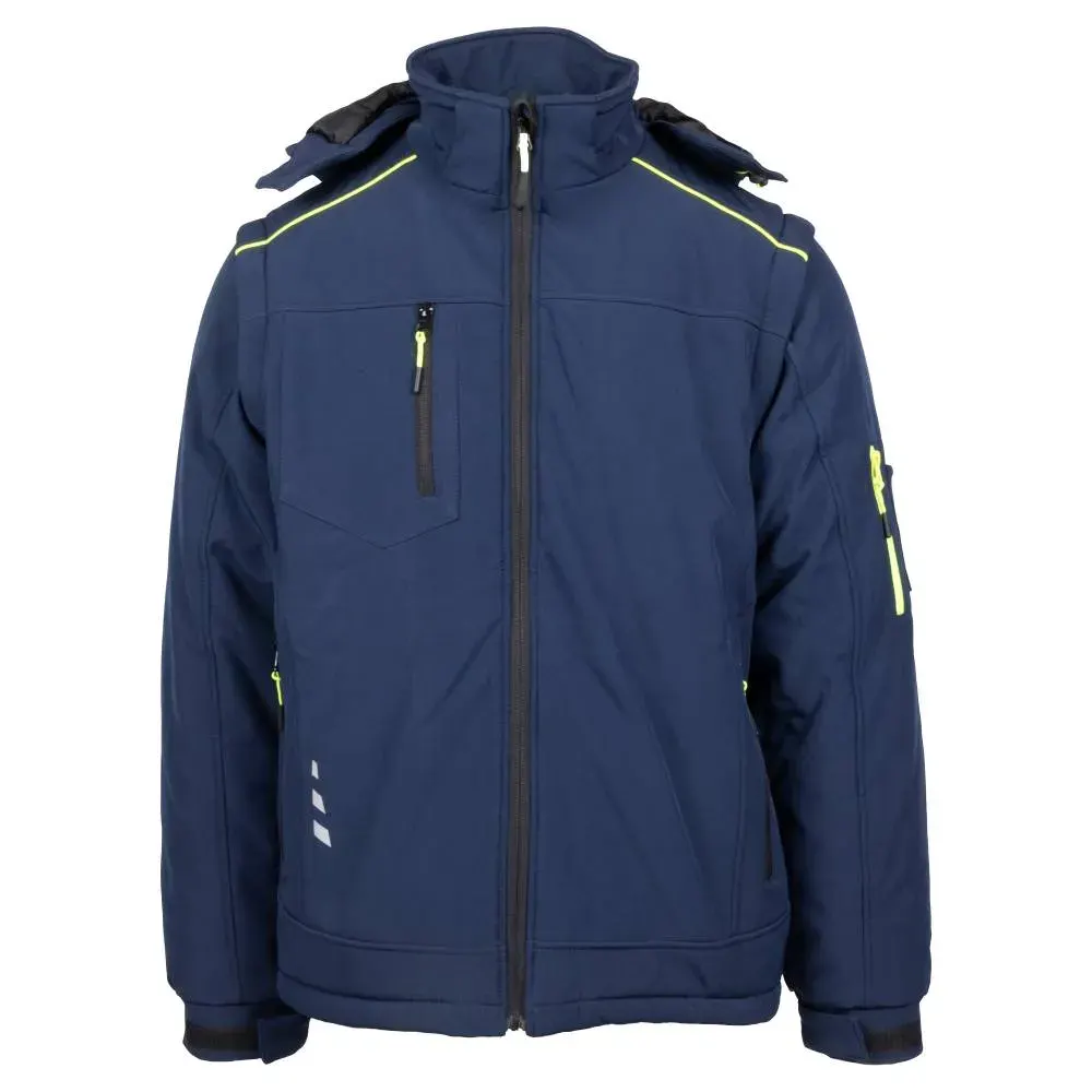 Jachetă Softshell 2in 1, din poliester, cu elemente reflectorizante, Renania WORKFLEX, culoarea bleumarin