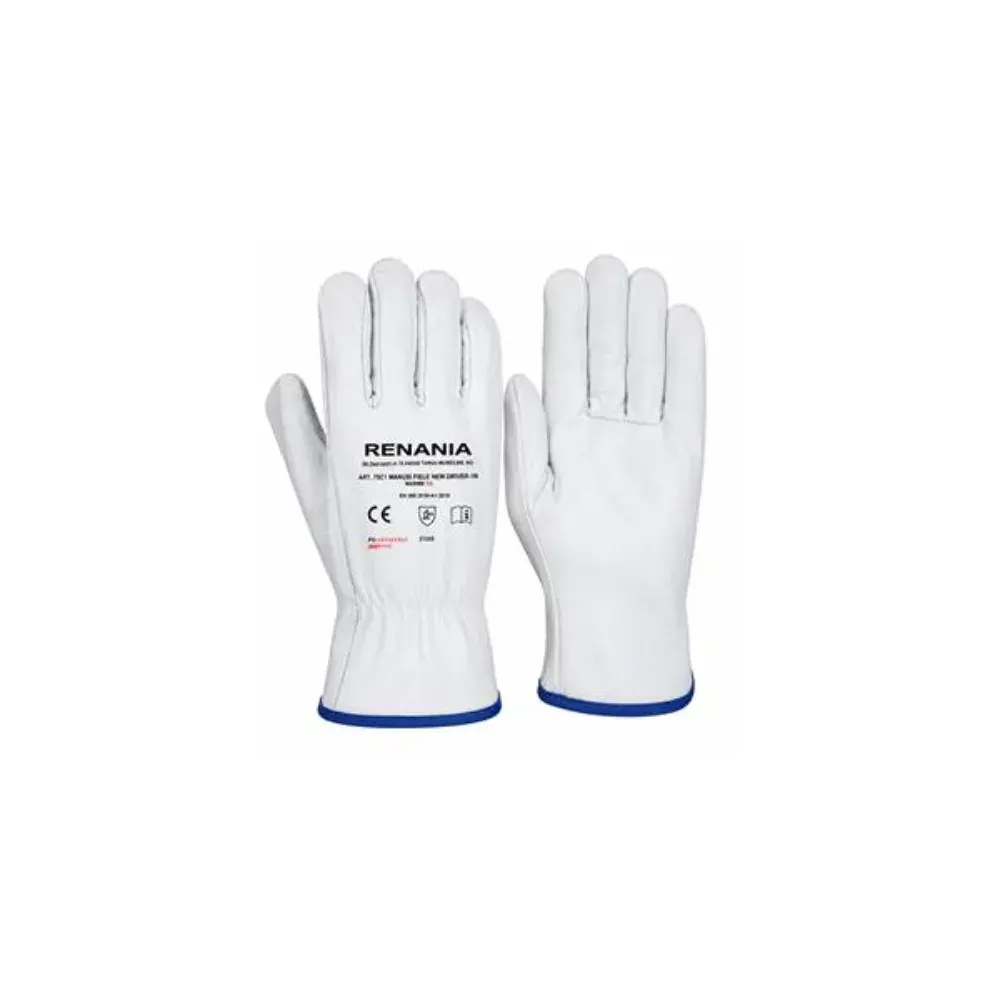 Mănuși de protecție din piele, rezistente la abraziune și impact, Renania Driver-1N, culoarea alb