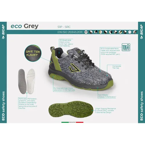 Pantofi cu bombeu Eco Grey S1P SRC, Bicap, art.7A68 - imagine 5