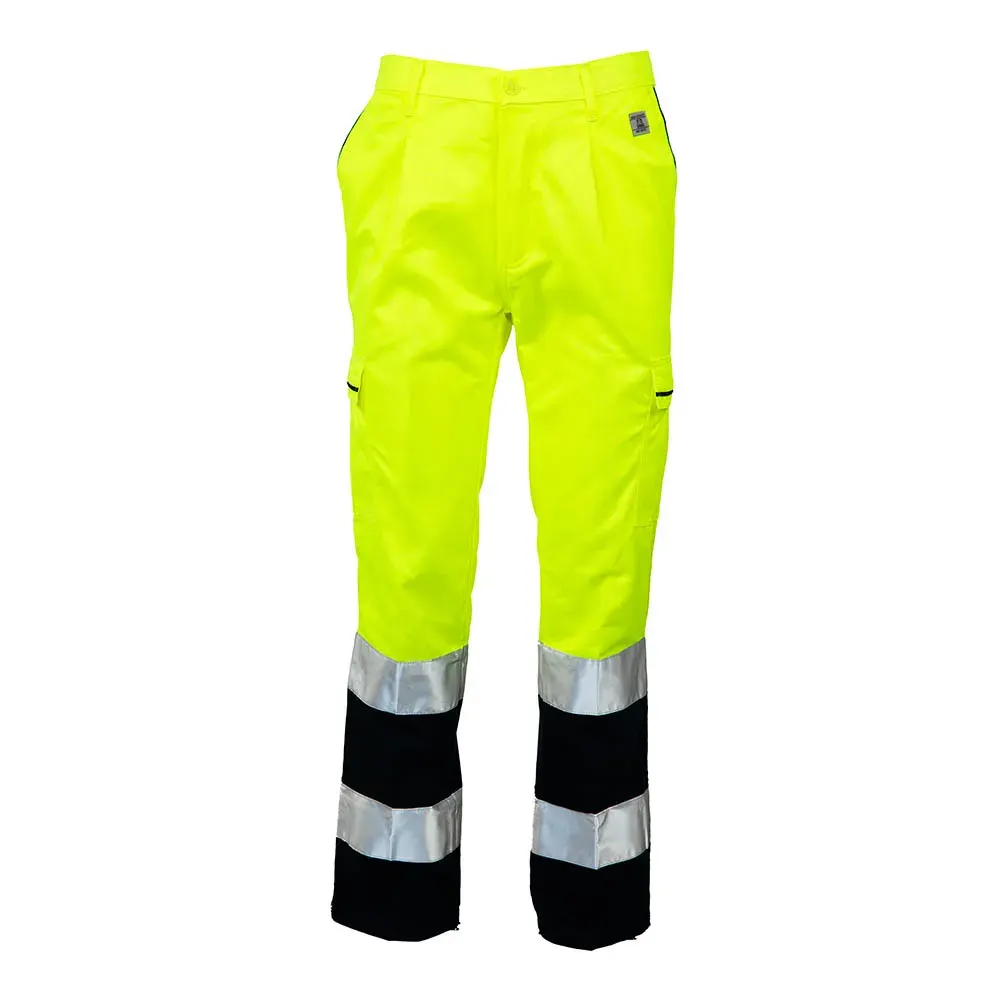 Pantaloni standard protectie inalta vizibilitate Bicolor, din bumbac și poliester, cu elemente reflectorizante, Renania, culoarea galben