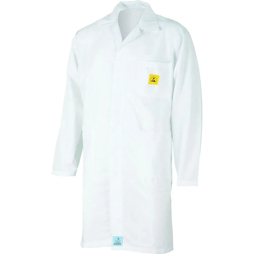 Halat de lucru, din bumbac, carbon, fibra aramidica aluminizata, poliester, poliuretan și textil, Renania ESD, culoarea albastru deschis