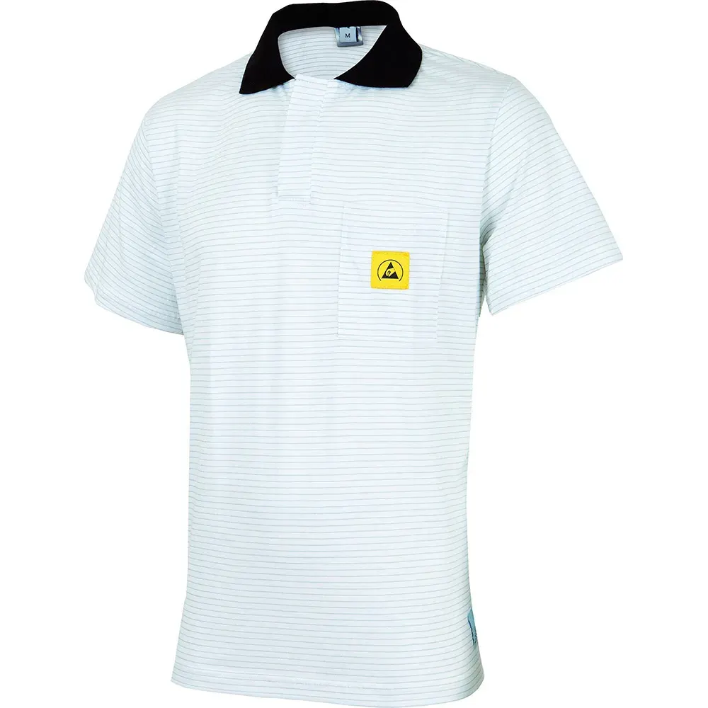 Tricou polo de lucru, din bumbac, carbon, fibra aramidica aluminizata și poliester, Renania ESD, culoarea negru