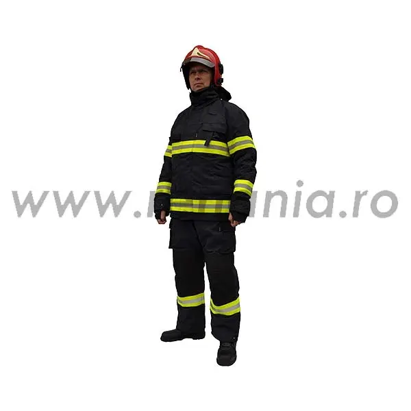 Costum unic pompieri Profire 300, din aramida, cu elemente reflectorizante, căptușit, SEMCO, culoarea negru