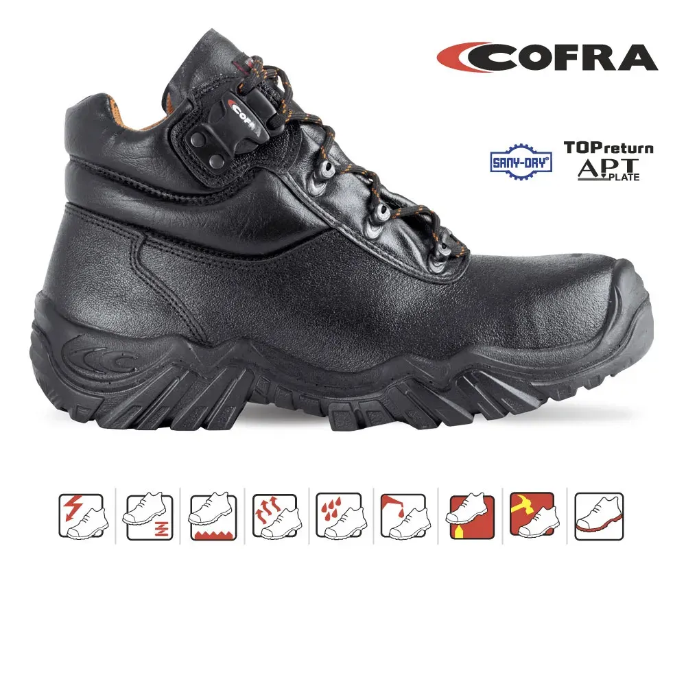 Bocanci de protecție cu bombeu nemetalic și lamelă, impermeabili, Cofra K2, CI FO HI HRO S3 SRC, culoarea negru