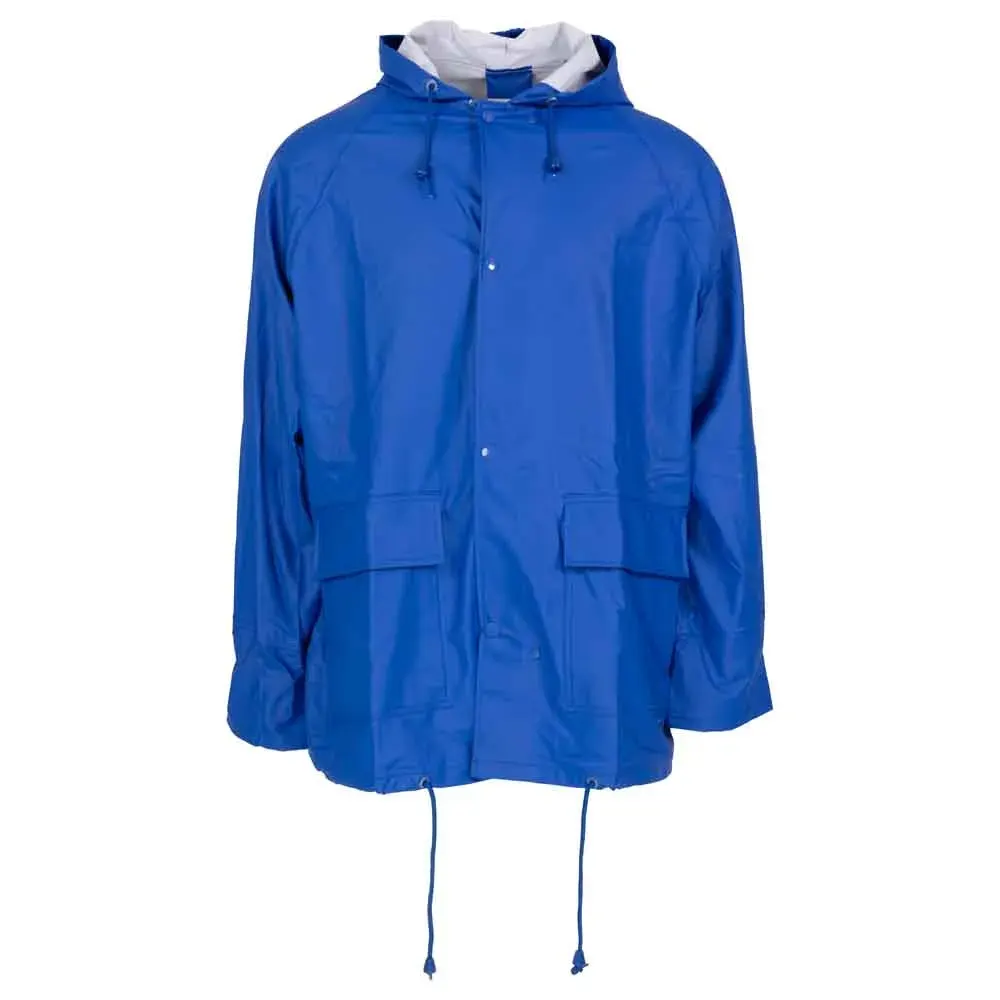 Jachetă de protectie riscuri minime ploaie Hamburg, din poliester, poliuretan și tricot, cu elemente reflectorizante, căptușit, Renania, culoarea albastru