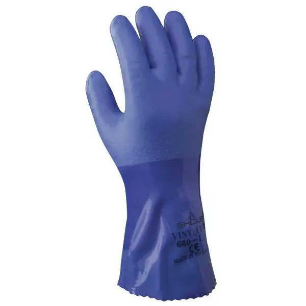 Mănuși de protecție din bumbac, rezistente la apă, substanțe chimice și uleiuri, Showa Oil Resistant, culoarea albastru