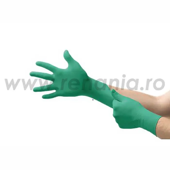 Mănuși de protecție impregnate în nitril, rezistente la alunecare, perforare și substanțe chimice, Ansell Touch Ntuff, culoarea verde