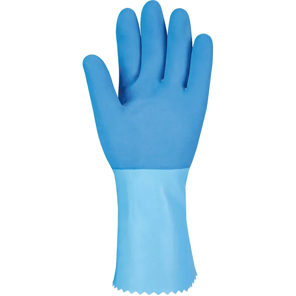 Mănuși de protecție impregnate în latex, rezistente la apă și substanțe chimice, MAPA Jersette, culoarea albastru