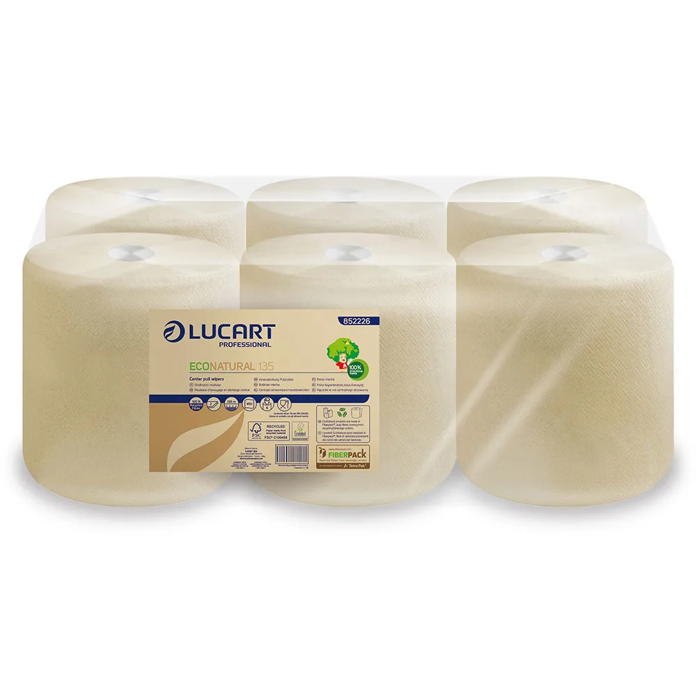 Lavete industriale profesionale Ecolabel, super ecologice Fiberpack din fibre de celuloza, Econatural 135 Joint Lucart, art.F296 (852226A) (852226A)