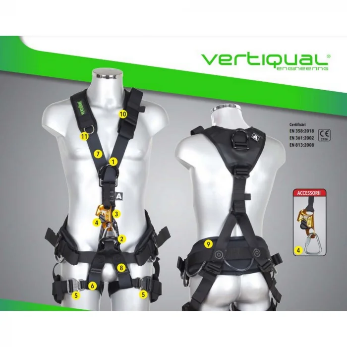 Centură multifuncțională Vertiqual GALAXY GENERATION 2 V86 EQUINOX, culoarea negru, alpinism utilitar, salvare