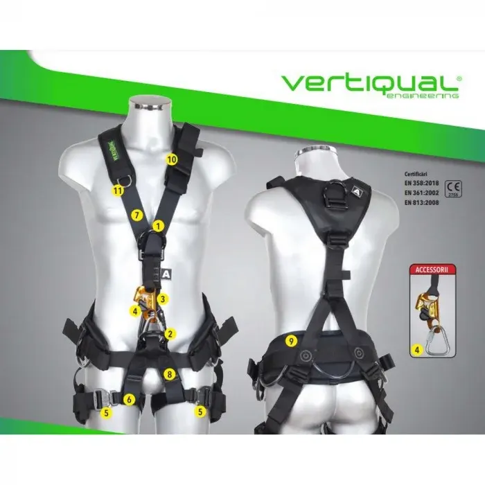 Centură multifuncțională Vertiqual GALAXY GENERATION 2 V86 EQUINOX, culoarea negru, alpinism utilitar, salvare