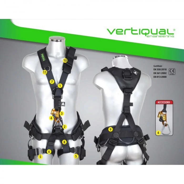 Centură multifuncțională Vertiqual GALAXY GENERATION 2 V86 EQUINOX, culoarea negru, alpinism utilitar, salvare
