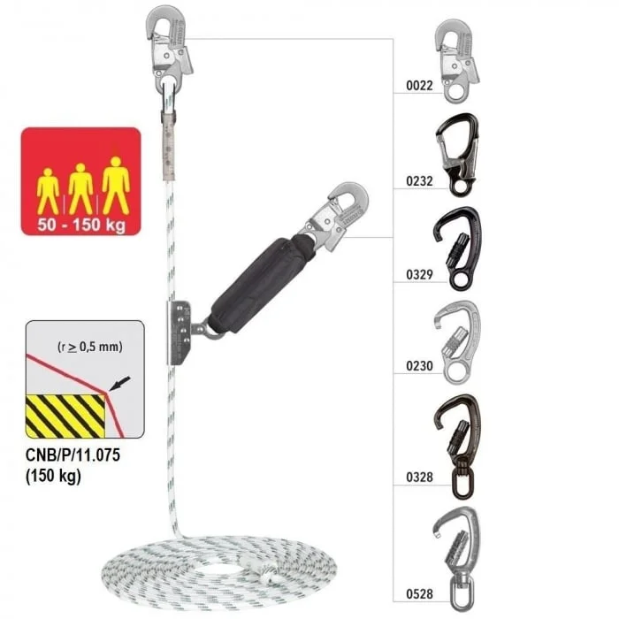 Opritor de cădere din oțel cu frânghie tip Kernmantel, L=5-50 metri, d=14 mm, Vertiqual VERTILINE PRO
