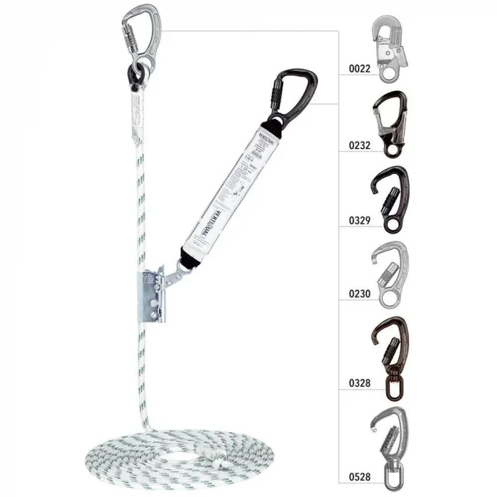 Opritor de cădere cu franghie tip Kernmantel, L=5-50 metri, d=14 mm, din oțel, Vertiqual VERTILINE UNIVERSAL
