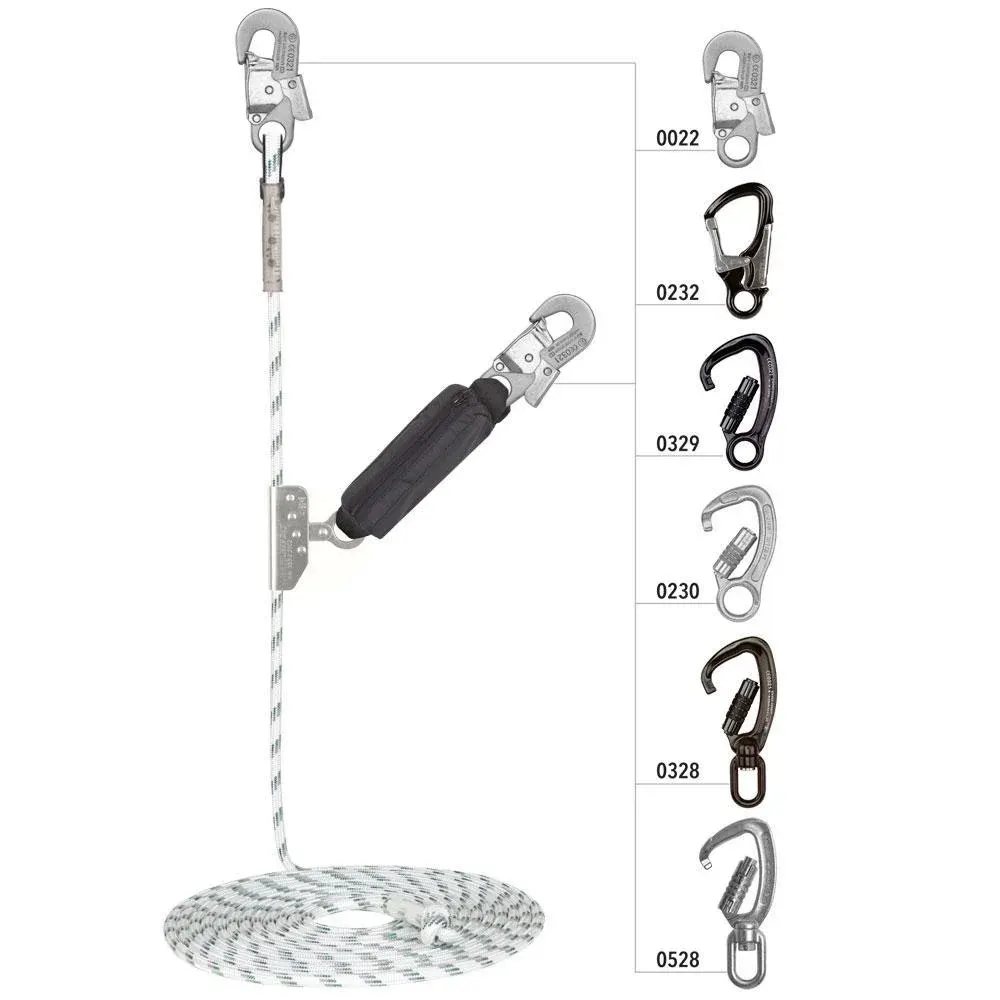 Opritor de cadere Vertiqual VERTILINE CLASSIC din otel, culoarea gri, cu fringhie tip Kernmantel d=12mm