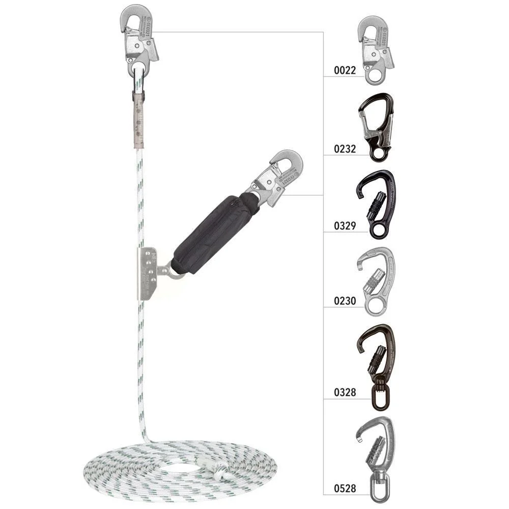 Opritor de cadere Vertiqual VERTILINE CLASSIC din otel, culoarea gri, cu fringhie tip Kernmantel d=12mm