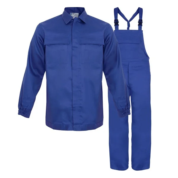 Costum salopeta ignifugat, culoarea albastru, antistatic Renania Arco, 98% bumbac, 2% fibre antistatice