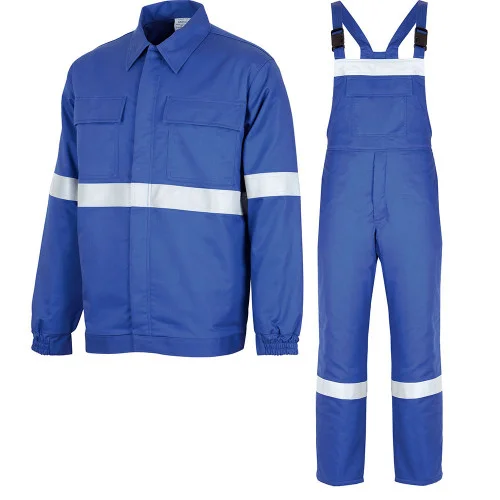 Costum salopeta ignifugat, culoarea albastru, antistatic Renania Arco, cu benzi reflectorizante