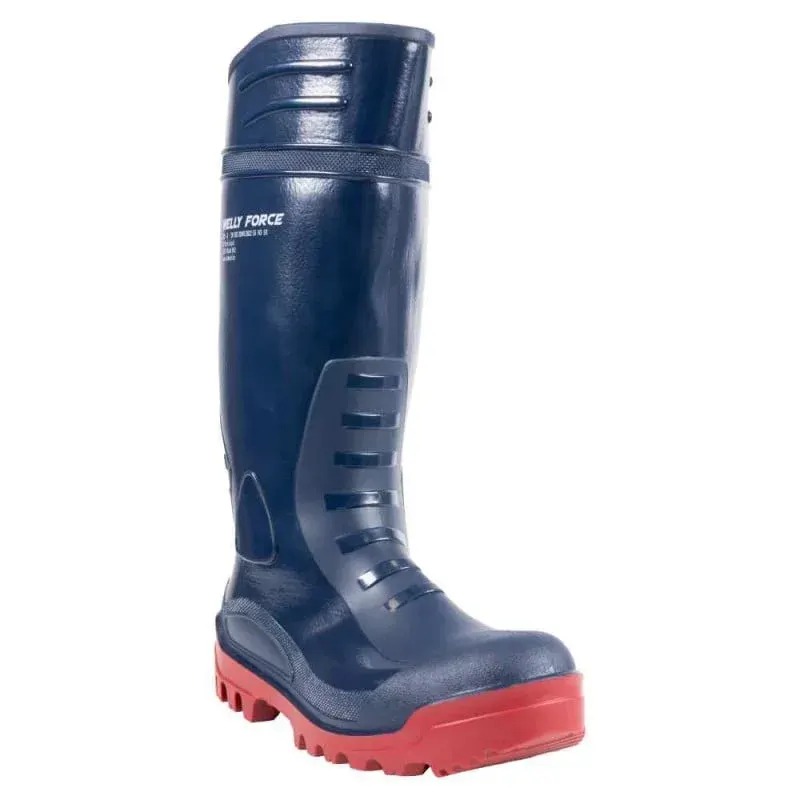 Cizme bleumarin de protectie cu bombeu metalic și lamelă, S5 SR FO Welly Force 812