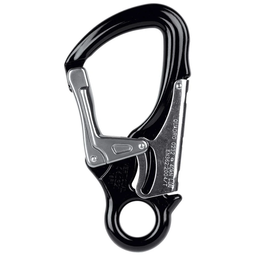 Carabiniera din aluminiu Vertiqual QUADRO, culoarea negru - 40 kN, 126g, 141/79 mm