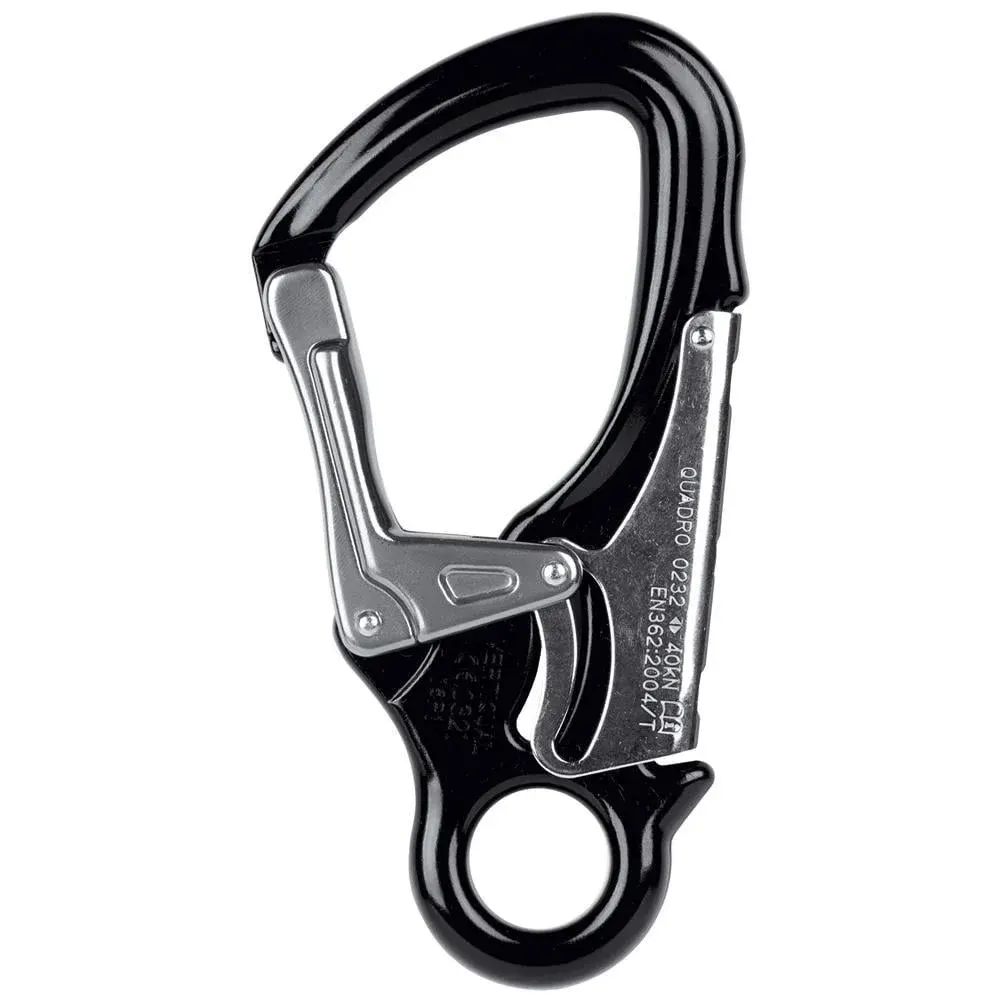 Carabiniera din aluminiu Vertiqual QUADRO, culoarea negru - 40 kN, 126g, 141/79 mm