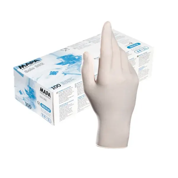 Mănuși de unică folosință din latex, MAPA Solo, culoarea alb