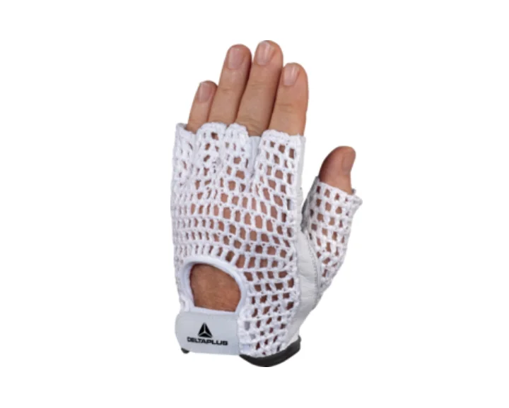 Manusi fara degete cu palma ranforsata, culoarea alb, 50MAC, Delta Plus